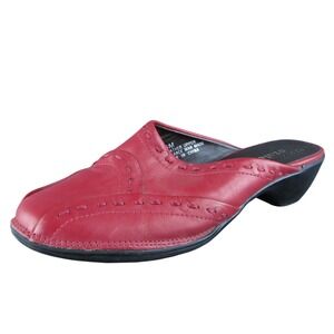 Azaleia  Women Mule Shoes‎ Size 6 Medium Red Leather Slip On